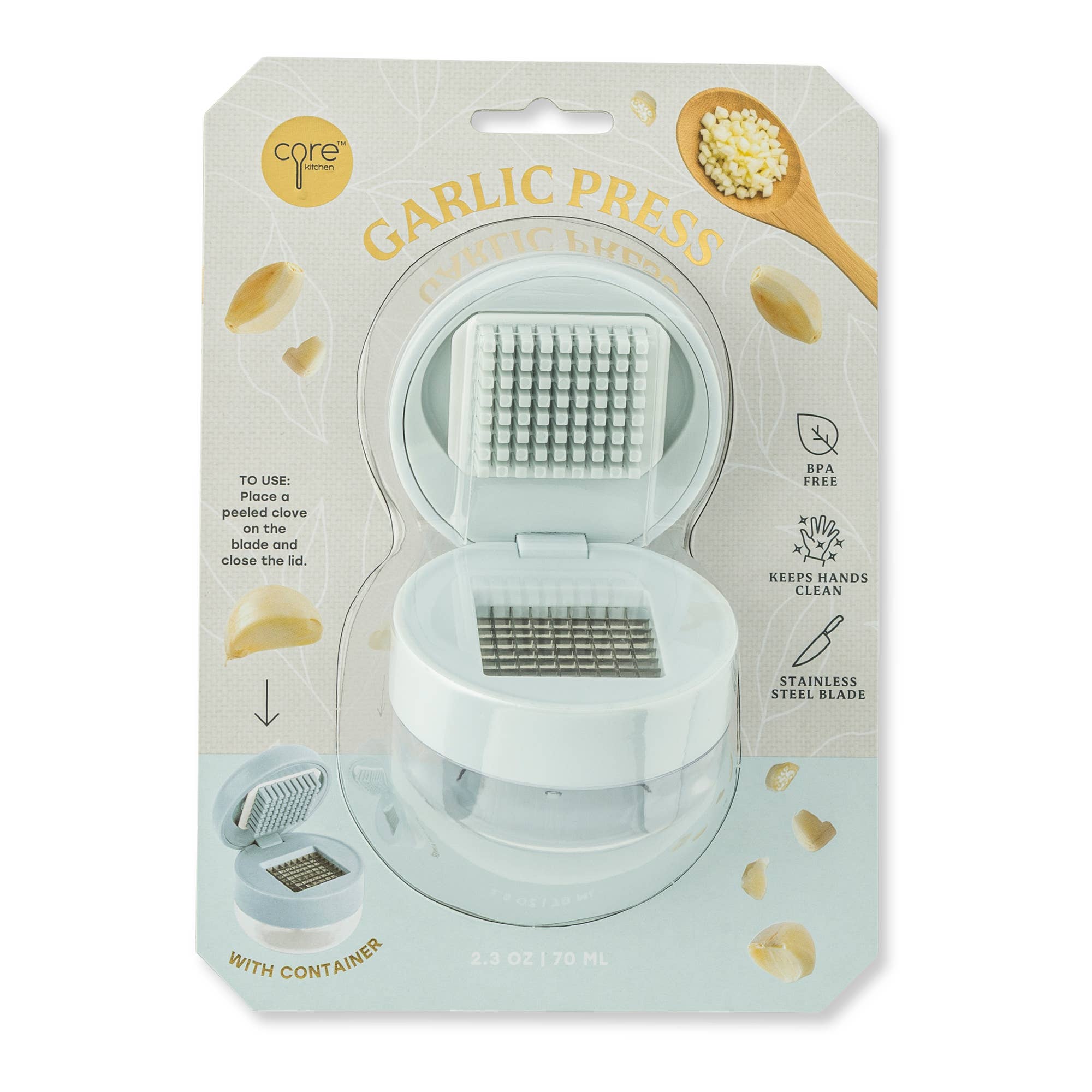 Garlic Press Container with SS Blades - Icelandic