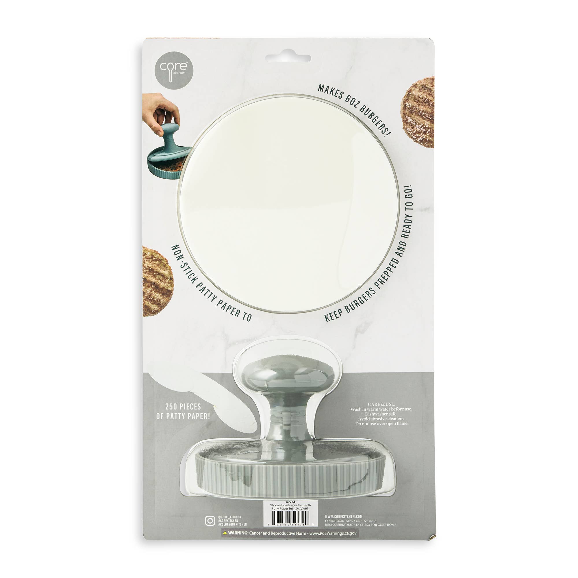Silicone Hamburger Press with Patty Paper Set