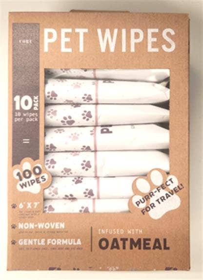 Travel Packs of 10ct Pet Wipes In Kraft Paper Box - Oatmeal