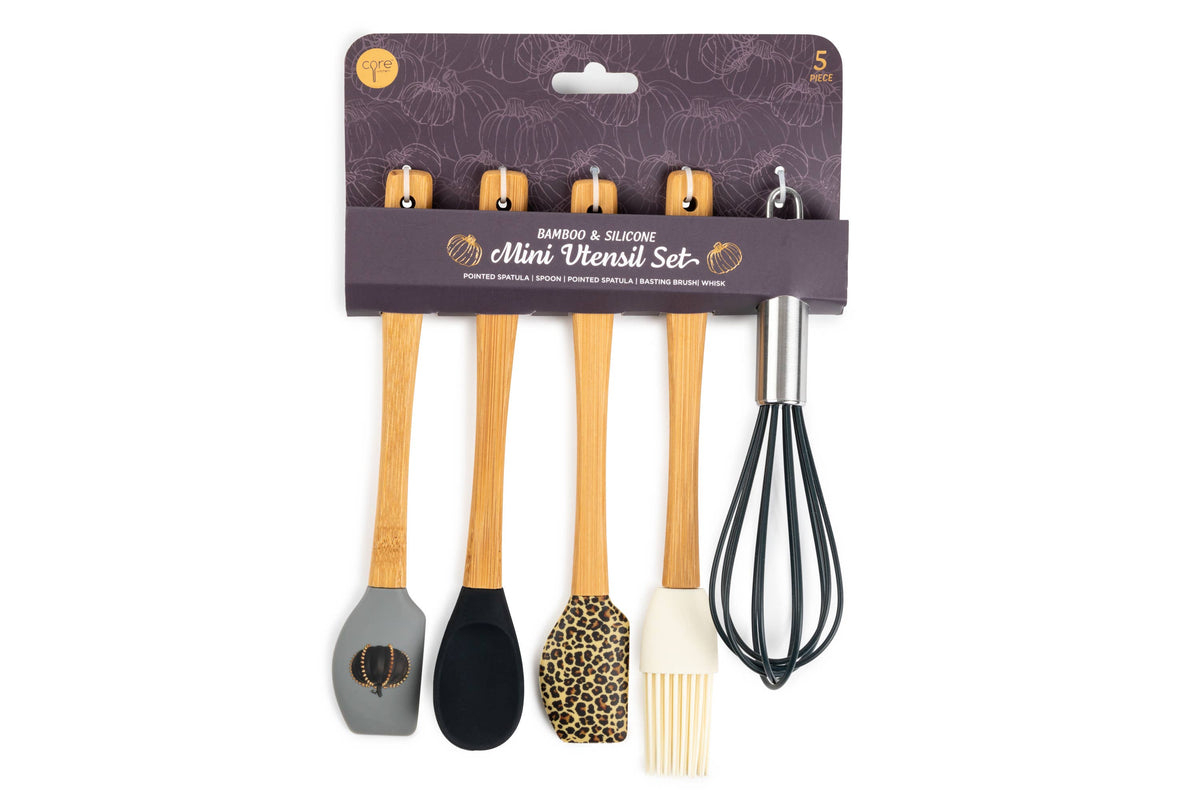 5pc Mini B&S Utensil w/ Whisk Set - Leopard Spike